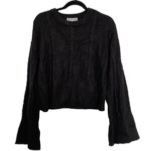 NEW Marled Reunited Black Cable Knit Sweater With Oversized Sleeves Relaxed XS